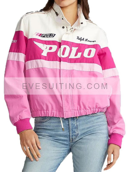 Pink Polo Racer Bomber Jacket