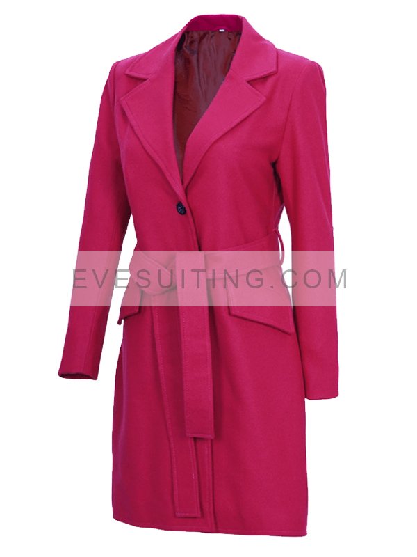 Pink Wool Wrap Coat Womens