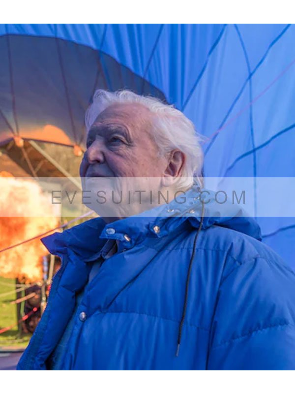 Planet Earth II David Attenborough Blue Puffer Jacket