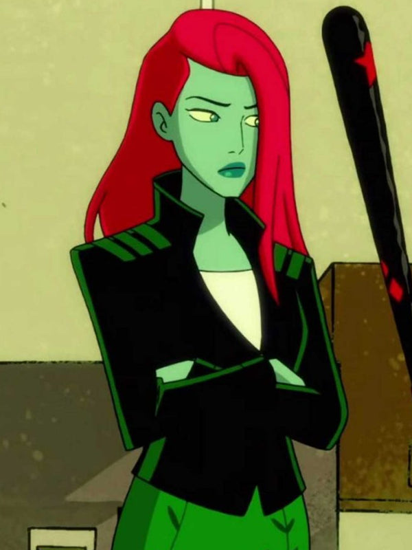 Poison Ivy Black And Green Leather Jacket