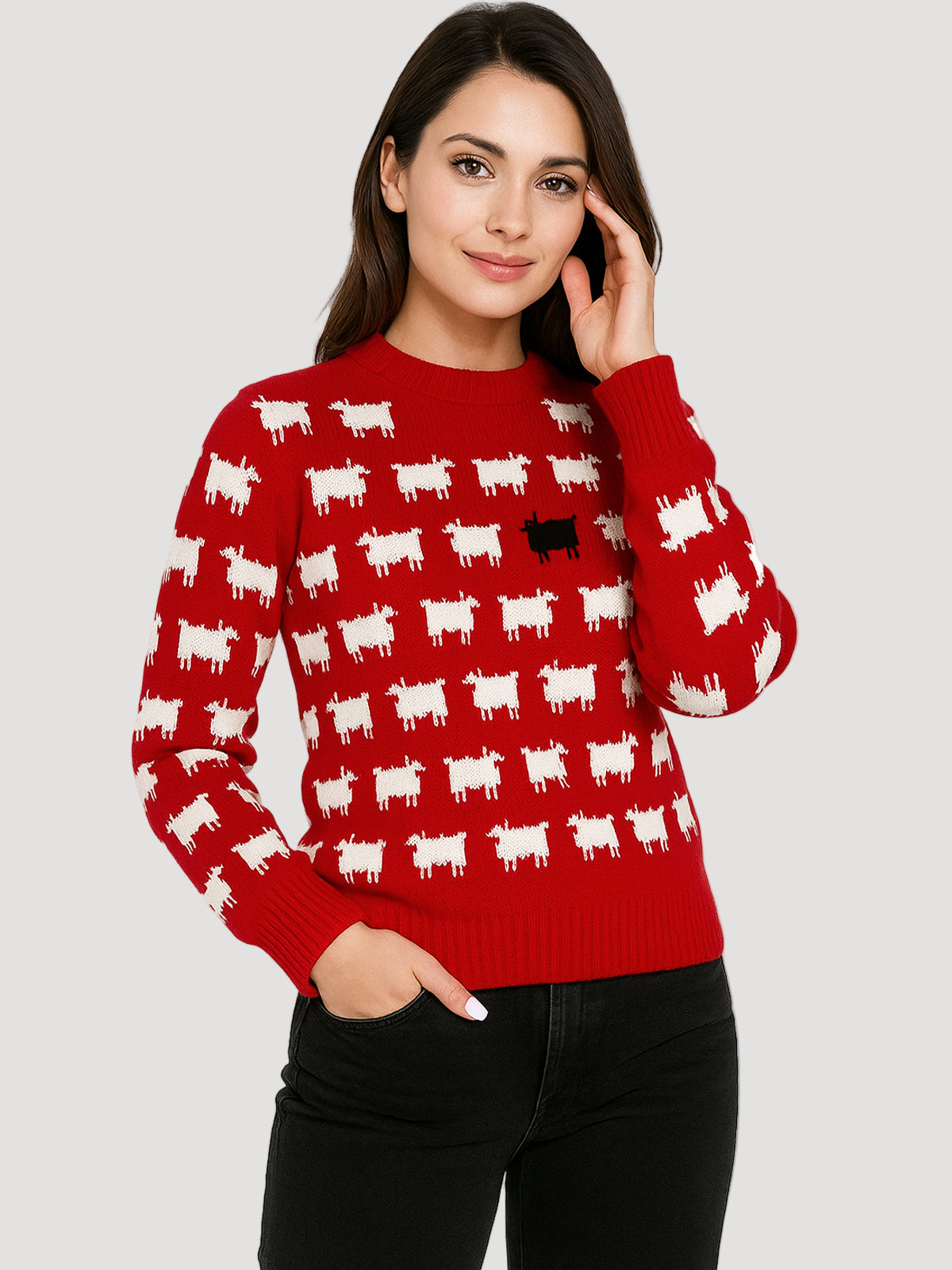 Princess Diana Black Sheep Sweater red wool