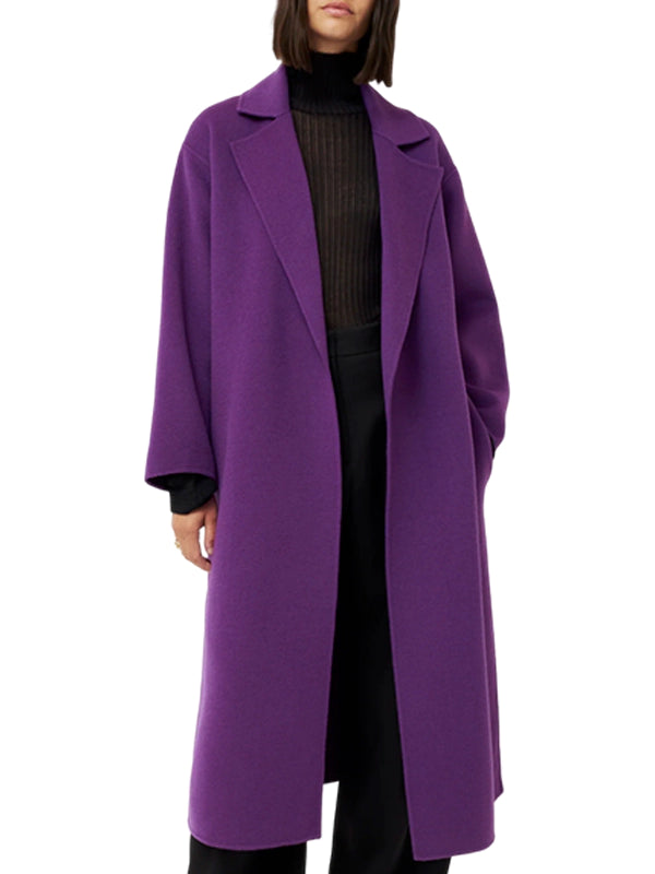 Purple Wool Wrap Coat For Women's