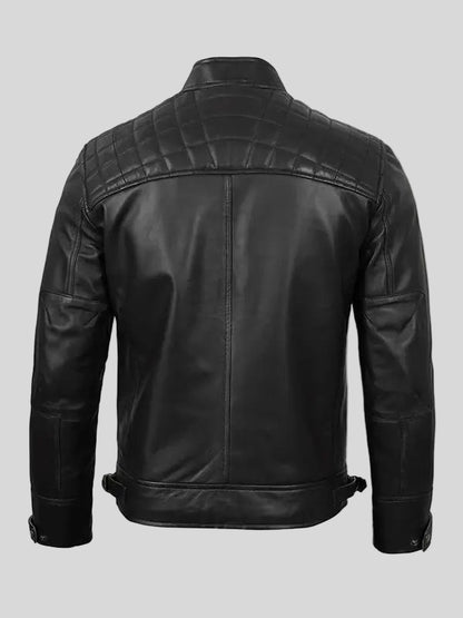 Quilted Diamond Black Leather Jacket