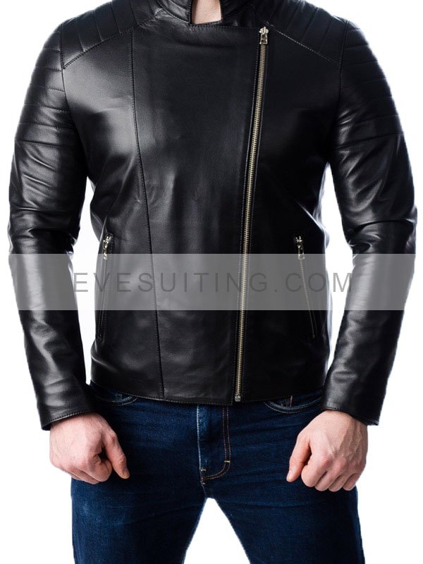 Quilted Motorcycle Leather Black Jacket