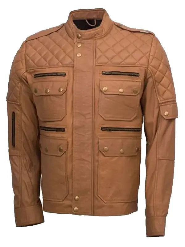 Quilted Style Sheepskin Leather Jacket