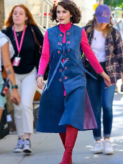 Rachel Brosnahan Blue Long Vest
