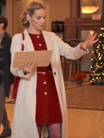Rachel Skarsten The Christmas Charade 2024 White Wool Coat