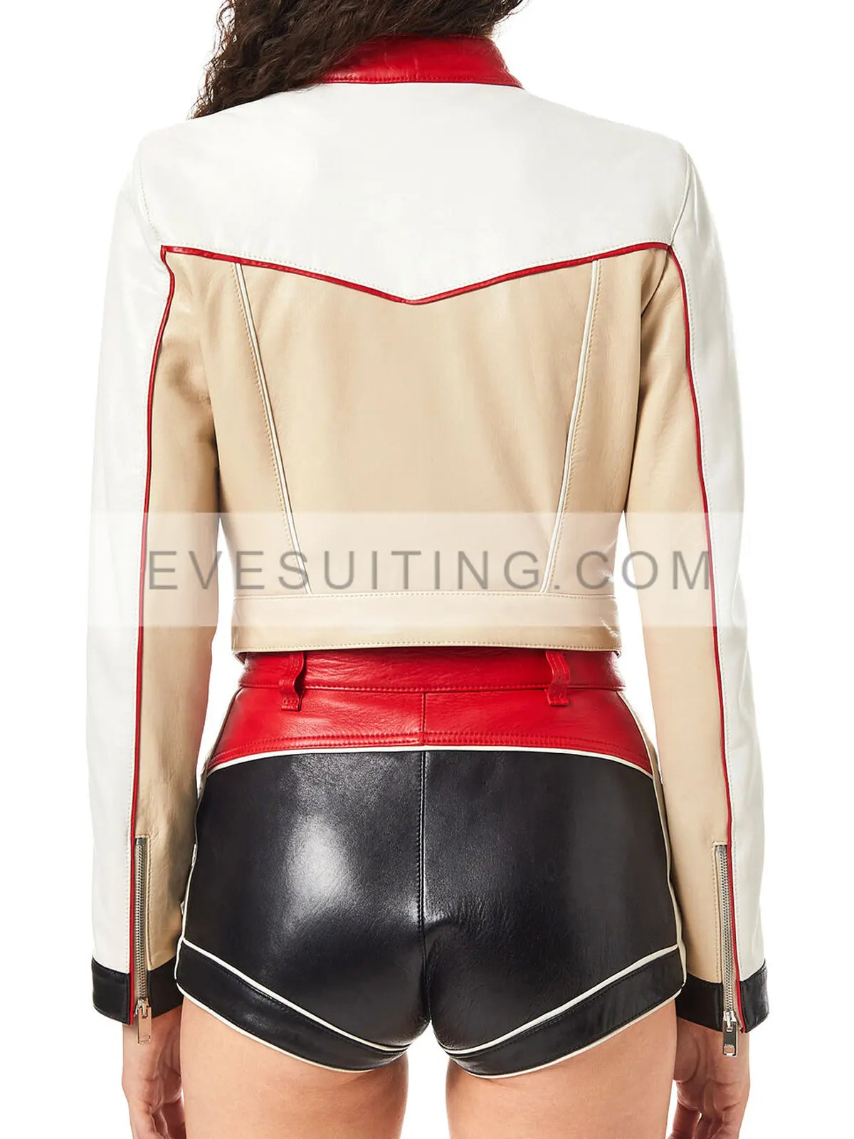 Ramsey Fast X 2023 Nathalie Emmanuel White And Red Motorcycle Leather Jacket