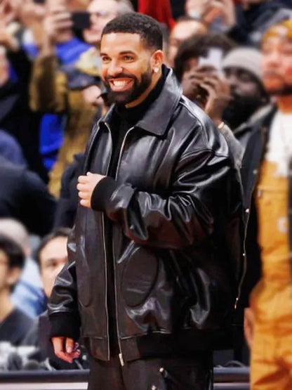 Raptors VS Warriors Game Drake Black Jacket