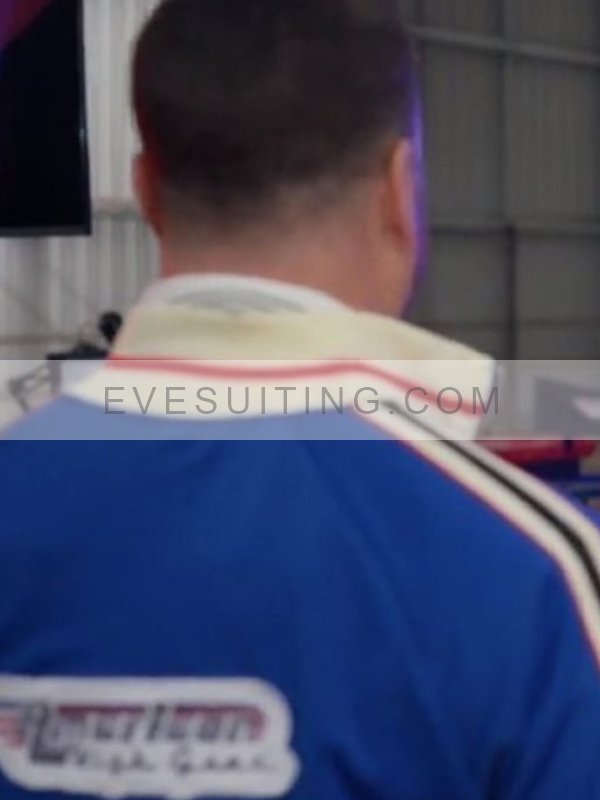 Ray Galletti Movie Shifting Gears 2024 Wayne Larouche Blue Red & Maroon Bomber Jacket