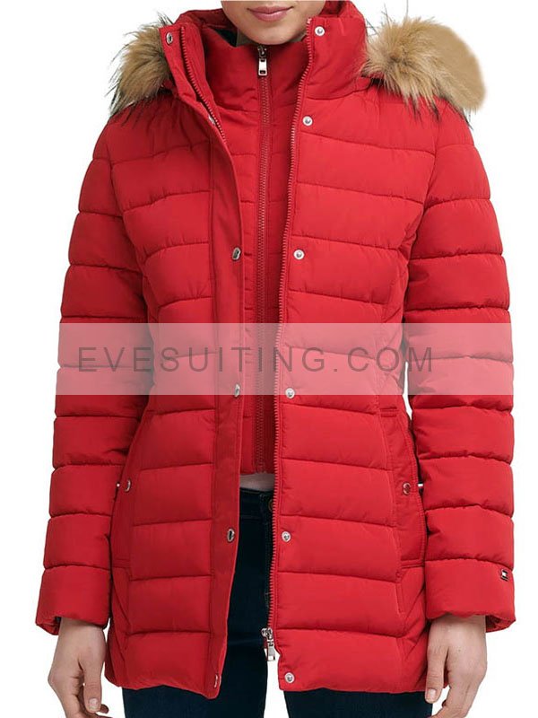 Red Fur Hooded Coat