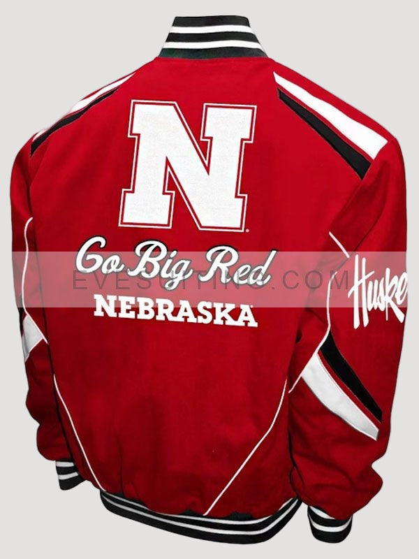 Red Nebraska Huskers Go Big Bomber Jacket