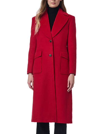 Red Wool Trench Coat For Women