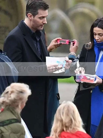 Richard Armitage Fool Me Once S01 Joe Stern Black Trench Wool Coat