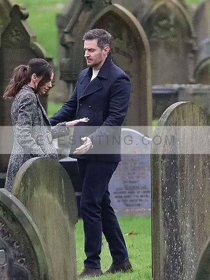 Richard Armitage Fool Me Once Season 1 Joe Stern Wool Black Blue Peacoat