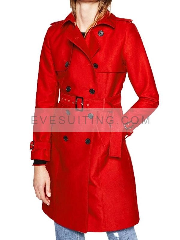 Riverdale Polly Cooper Red Blted Wool Coat