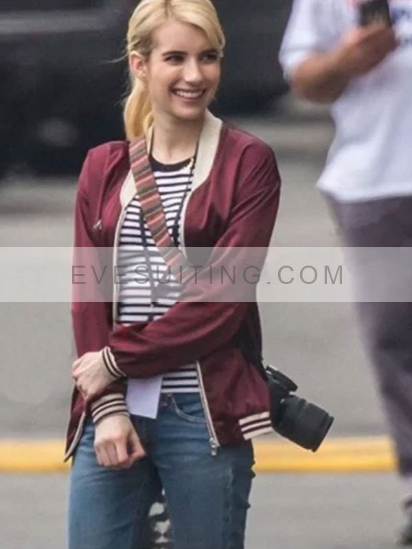 Roberts Vee Red Bomber Satin Jacket For Women's 