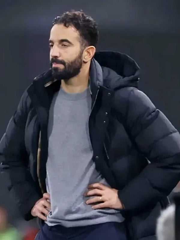 Ruben Amorim Black Hooded Puffer Jacket