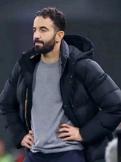 Ruben Amorim Black Hooded Puffer Jacket