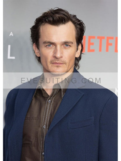 Rupert Friend Anatomy Of A Scandal 2022 James Whitehouse Blue Wool Coat