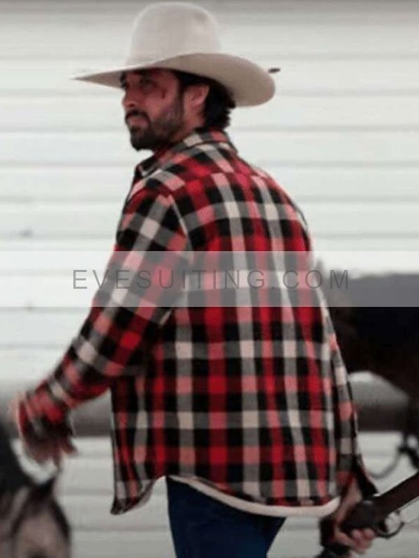 Ryan Bingham Yellowstone S03 Walker Plaid Shearling Jacket