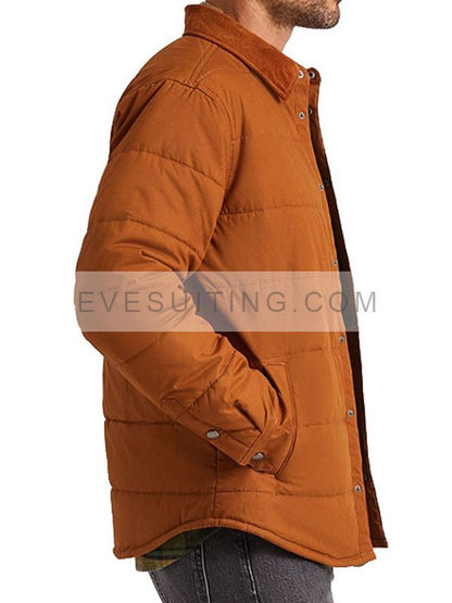 Ryan Bingham Yellowstone S04 Walker Puffer Brown Jacket