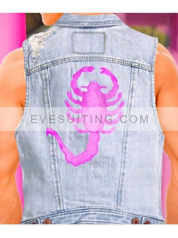Ryan Gosling Barbie Movie 2023 Ken Blue Denim Vest