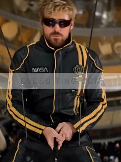Ryan Gosling Nasa Black Leather Jacket