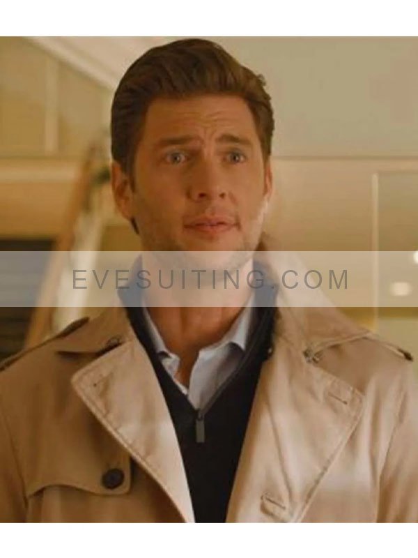 Ryan McPartlin Cut, Color, Murder 2022 Kyle Crawford Cotton Beige Coat