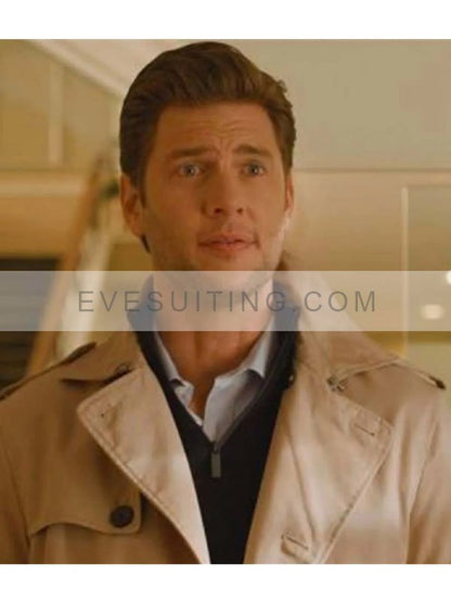 Ryan McPartlin Cut, Color, Murder 2022 Kyle Crawford Cotton Beige Coat