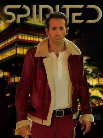 Ryan Reynolds Spirited Clint Briggs Shearling Red Santa Jacket