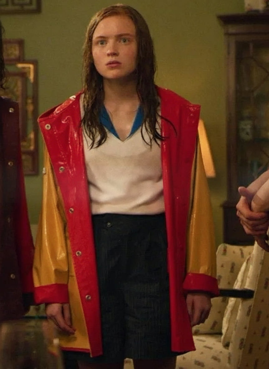 Sadie Sink Stranger Things Max Mayfield Yellow Faux Leather Raincoat