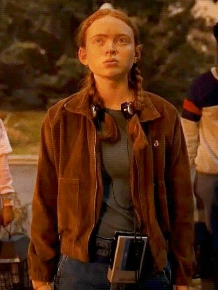 Sadie Sink Stranger Things S04 Max Mayfield Corduroy Fabric Brown Jacket