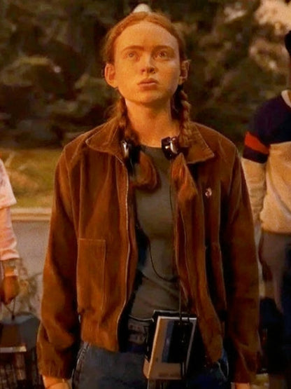 Sadie Sink Stranger Things S04 Max Mayfield Corduroy Fabric Brown Jacket