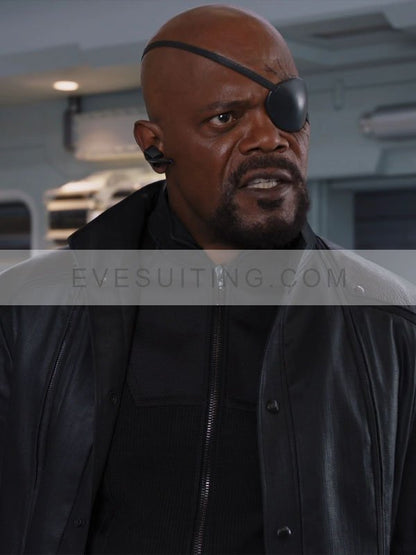 Samuel L. Jackson Film Avengers Age Of Ultron Nick Fury Black Leather Coat