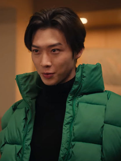 Sang Heon Lee XO Kitty Season 2 Min Ho Green Puffer Vest