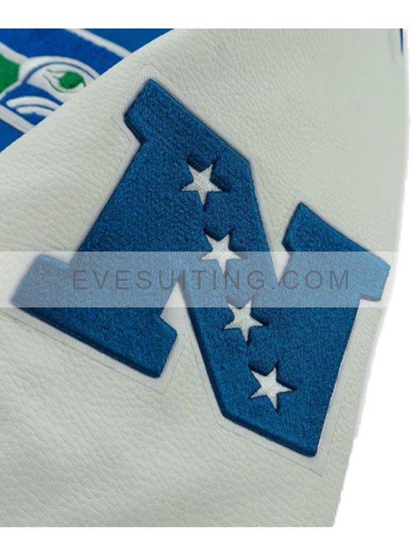 Seattle Seahawks Letterman Blue And White Wool Jackets
