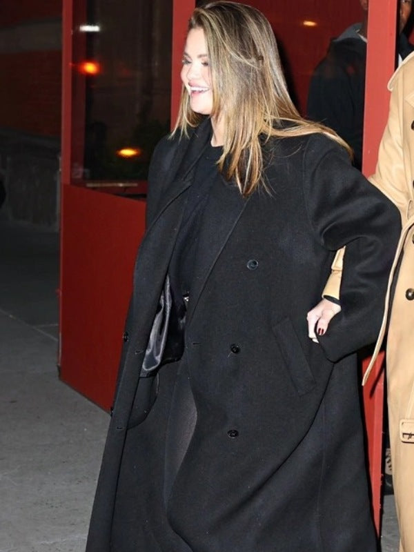 Selena Gomez Black Coat