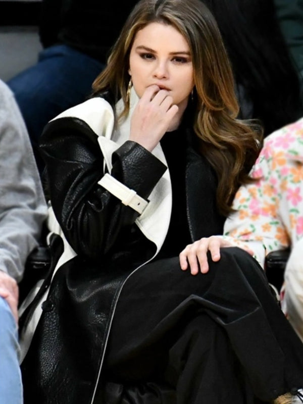 Selena Gomez Leather Coat