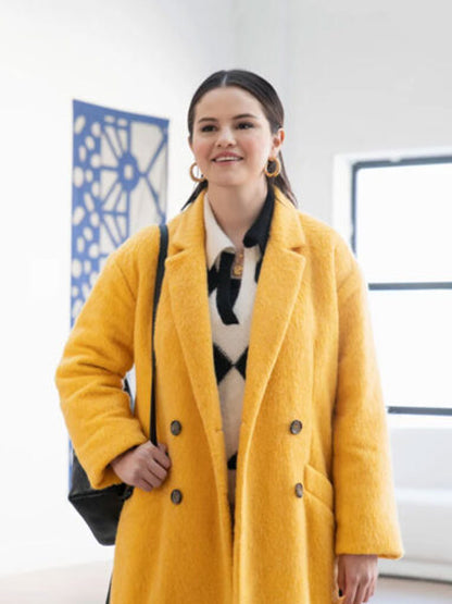 Selena Gomez Yellow Long Coat