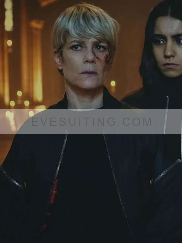 Selma Furies Season 1 Marina Foïs Black Bomber Cropped Jacket