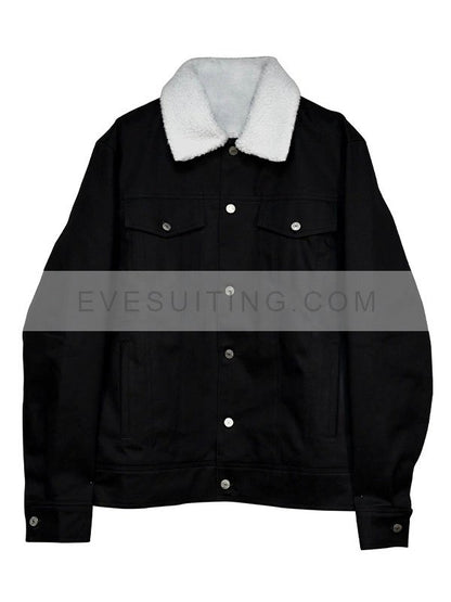 Shearling Black Denim Jacket