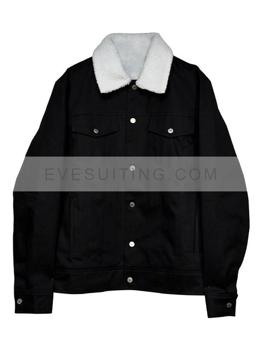 Shearling Black Denim Jacket