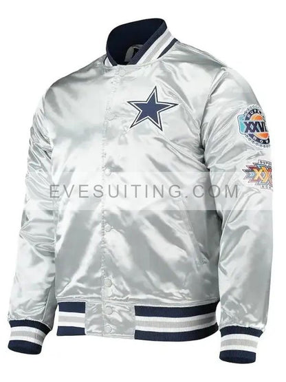Silver Dallas Cowboys Varsity Jacket