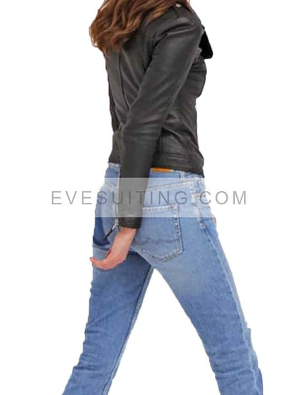 Slim Fit Black Sheepskin Leather Biker Jacket