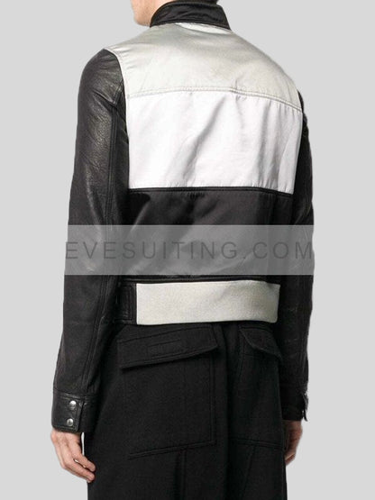 Slim Fit Black & Grey Biker Leather Jacket