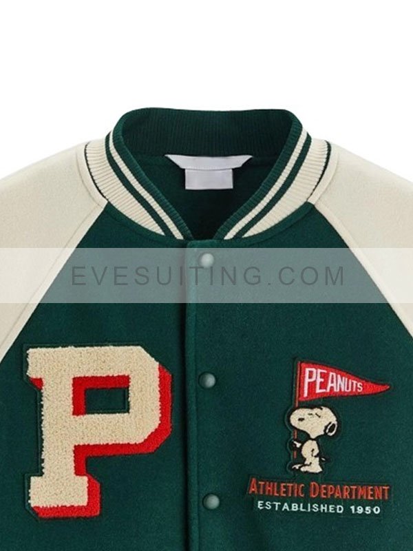 Snoopy Peanuts Patch Varsity Bomber Jacket