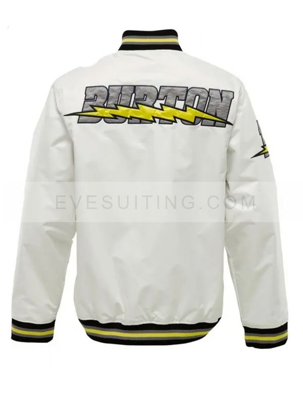Snowboard Burton Unisex White Starter Varsity Bomber Jacket