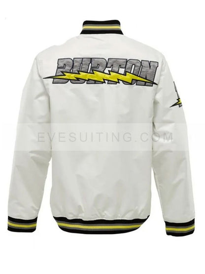 Snowboard Burton Unisex White Starter Varsity Bomber Jacket