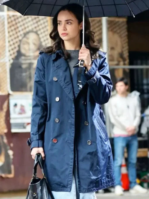 Sofia Carson The Life List 2025 Blue Cotton Coat